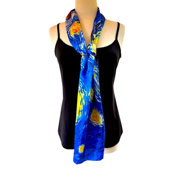 Artist Museum Collection Scarf Van Gogh Starry Skies Art Present Gift - Picture 4 of 9